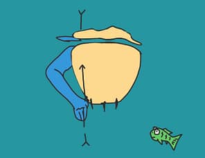 La main passe sous la planche, à la verticale de l'épaule