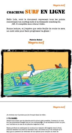 Bonus Feuille de route Coaching surf en ligne Mayana Surf
