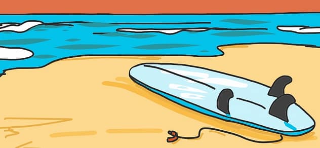 Votre planche de surf vous attend sur la plage