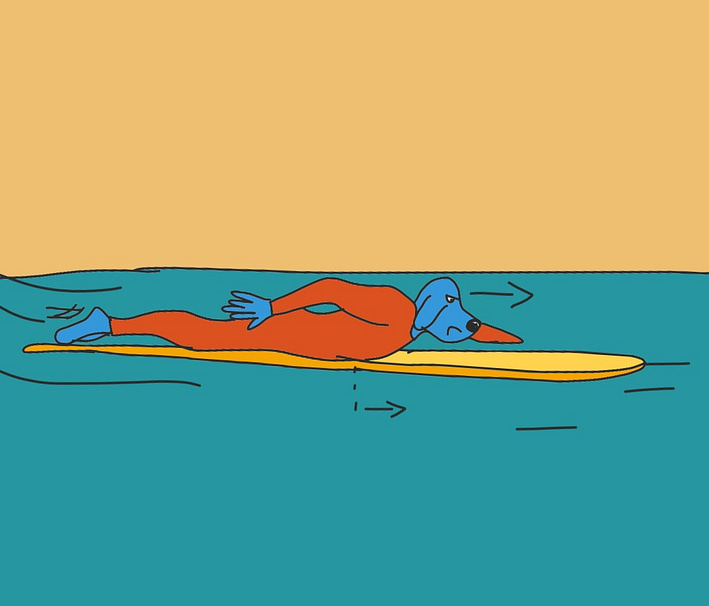 1 Avancez la tête pour aider la planche à basculer dans la pente de la vague