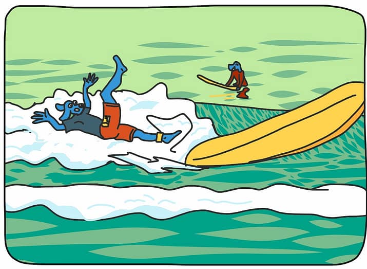 Tomber neuf fois en surf, se relever dix